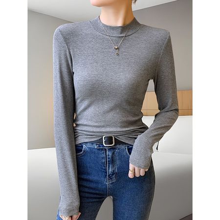 Half Turtleneck Bottoming Shirt Women Velvet Stand Collar Slim Fit T-Shirt