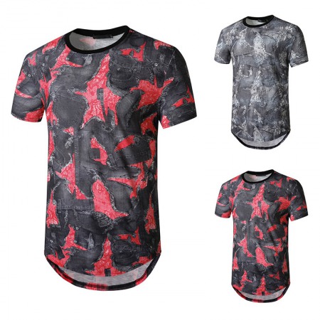 New Men's Plus Size Short-Sleeved Hipster Hip-Hop T-Shirt